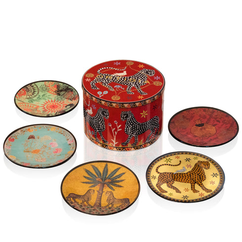 Ortigia Sicilia Decorative Tin Box 5 Glass Plates